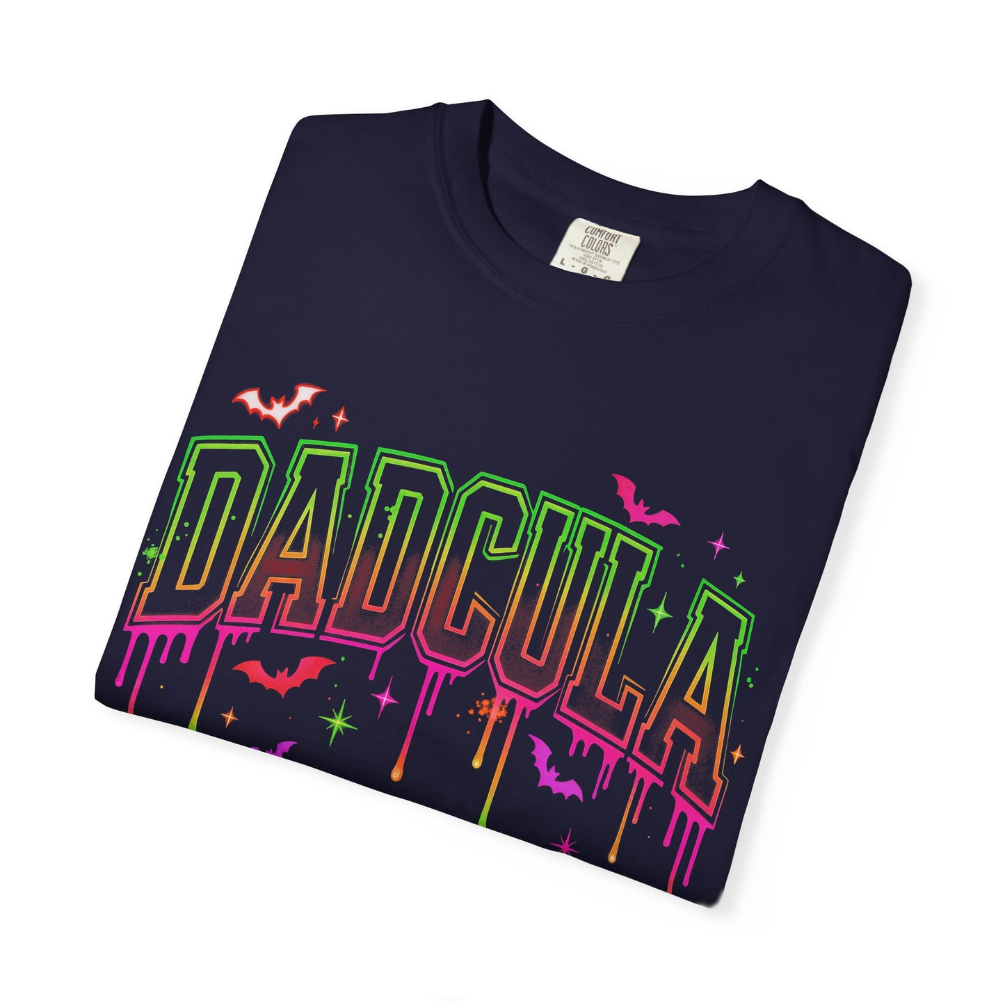 Dadcula Halloween T-Shirt — Neon Drip Vampire Dad Tee