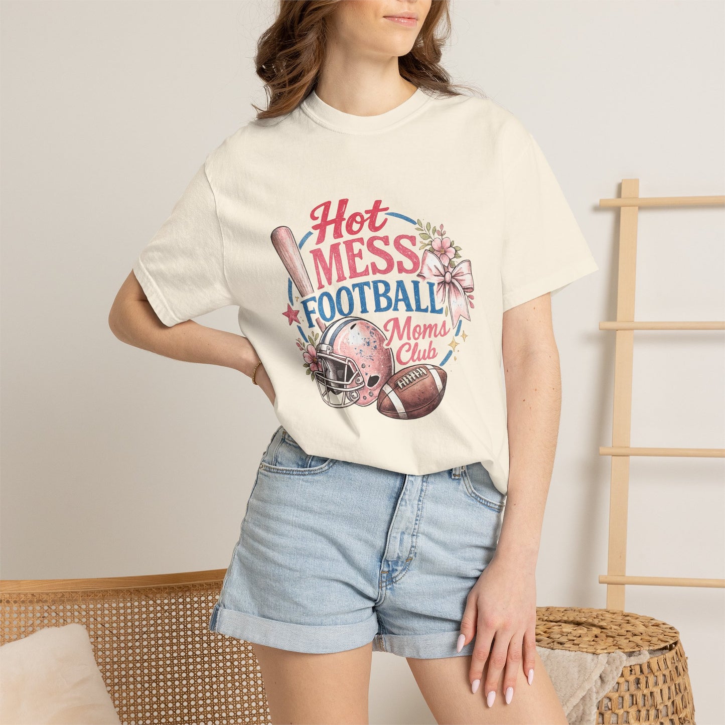 Hot Mess Football Moms Club T-Shirt