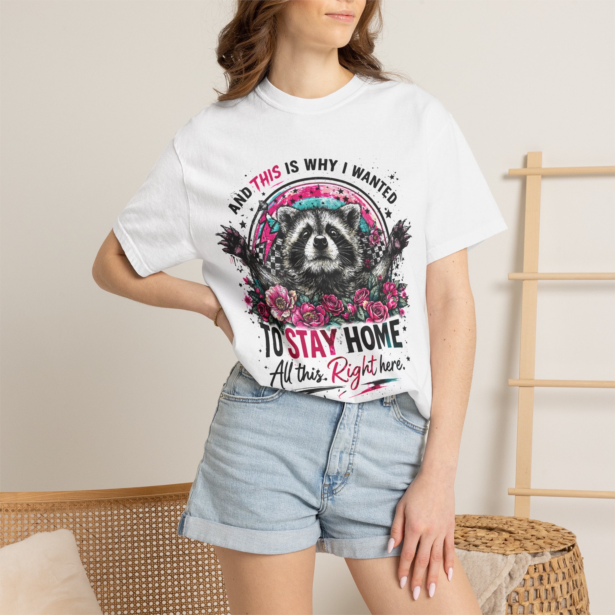 Raccoon "To Stay Home" Graphic T-Shirt