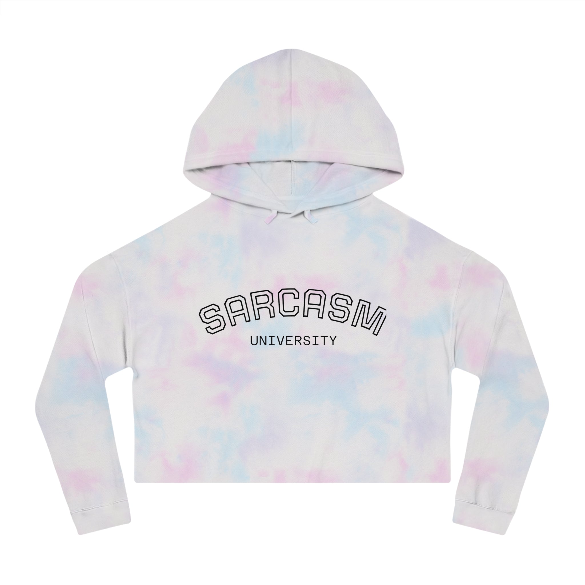Sarcasm University Cropped Hoodie — Women's Funny Campus Sweatshirt