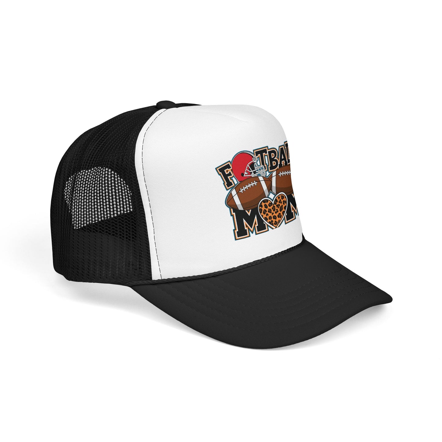 Football Mom Trucker Hat – Leopard Heart Game Day Foam Cap