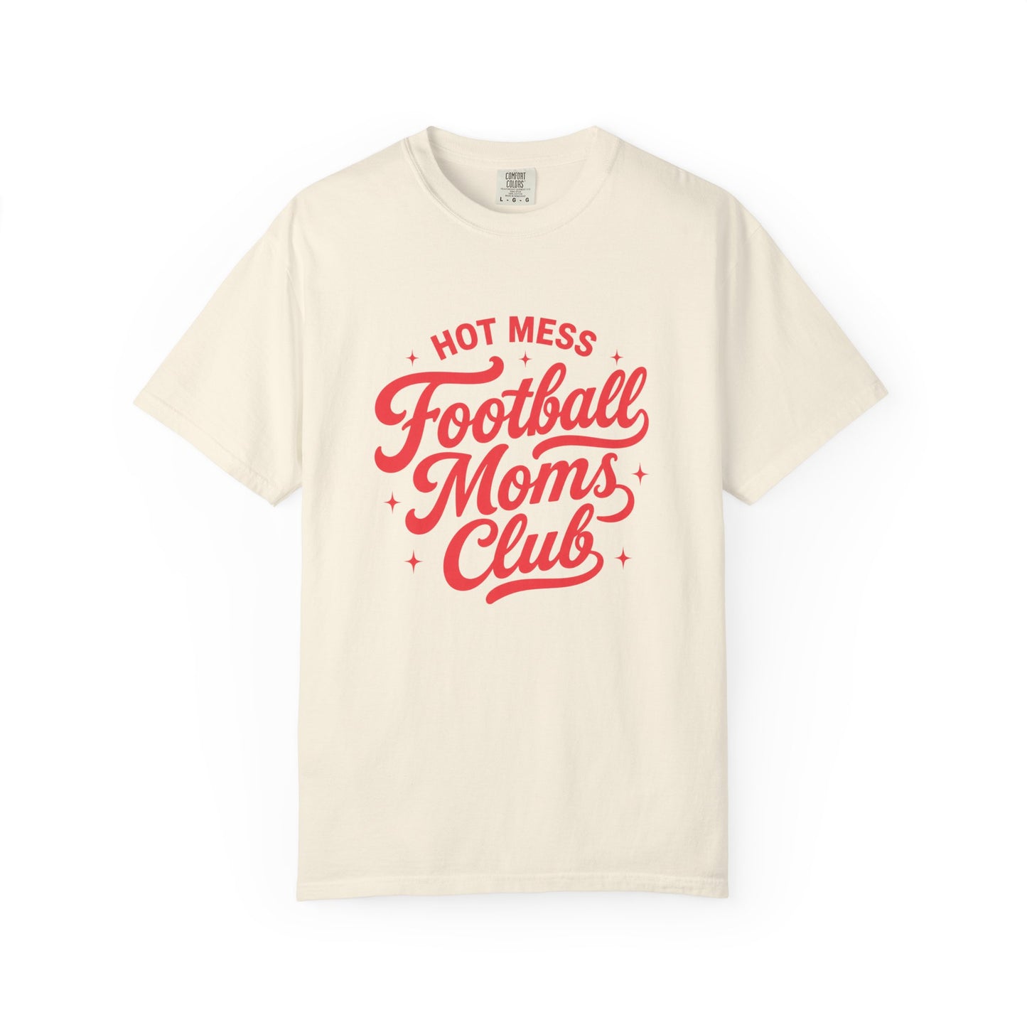 Football Moms Club T-Shirt — "Hot Mess" Script Tee for Game Day & Mom Life