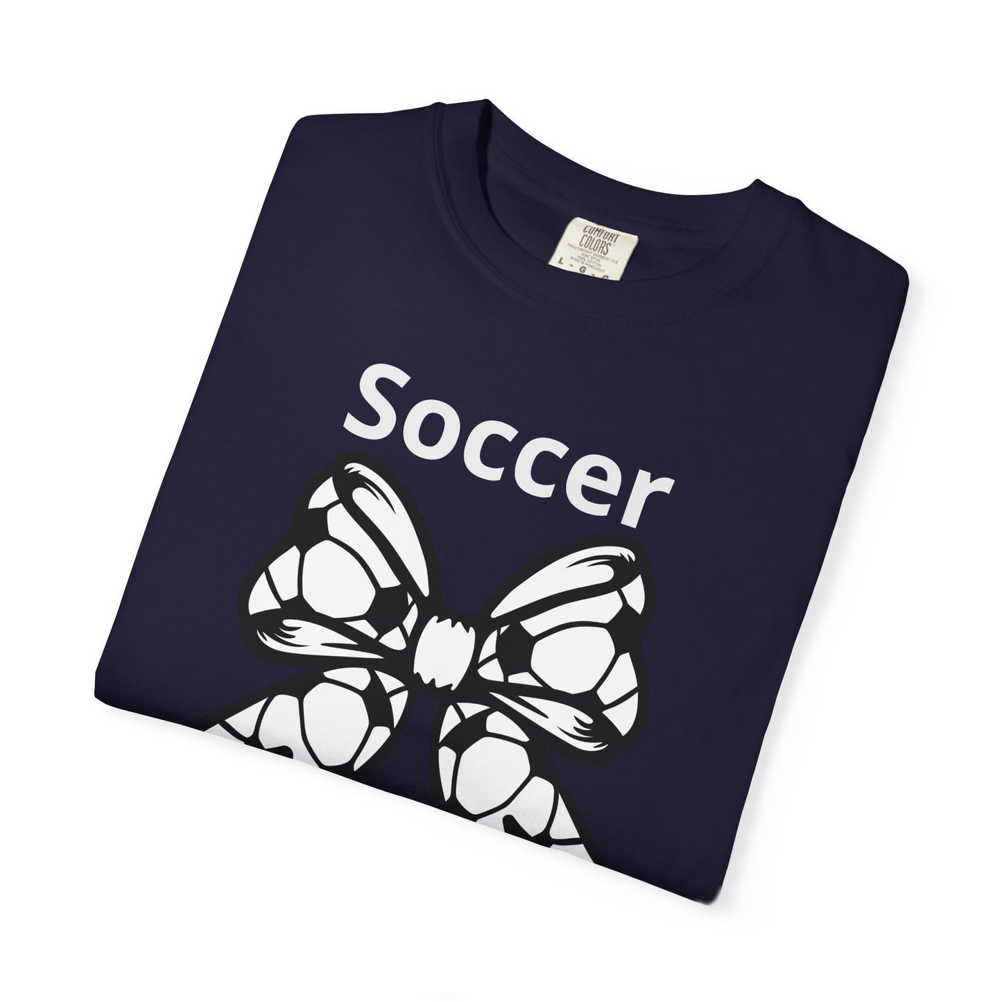 Butterfly Bow Graphic T-Shirt — 'Soccer Mama' Subtle Text