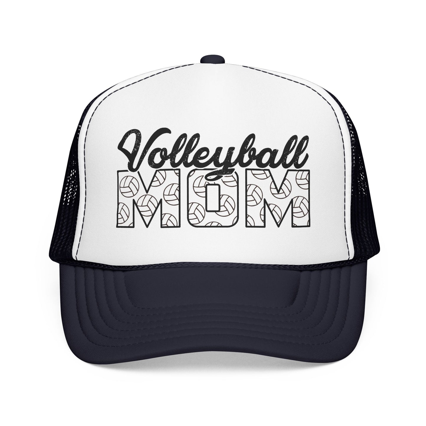Volleyball Mom Trucker Hat – Foam Mesh Cap with Volleyball Pattern