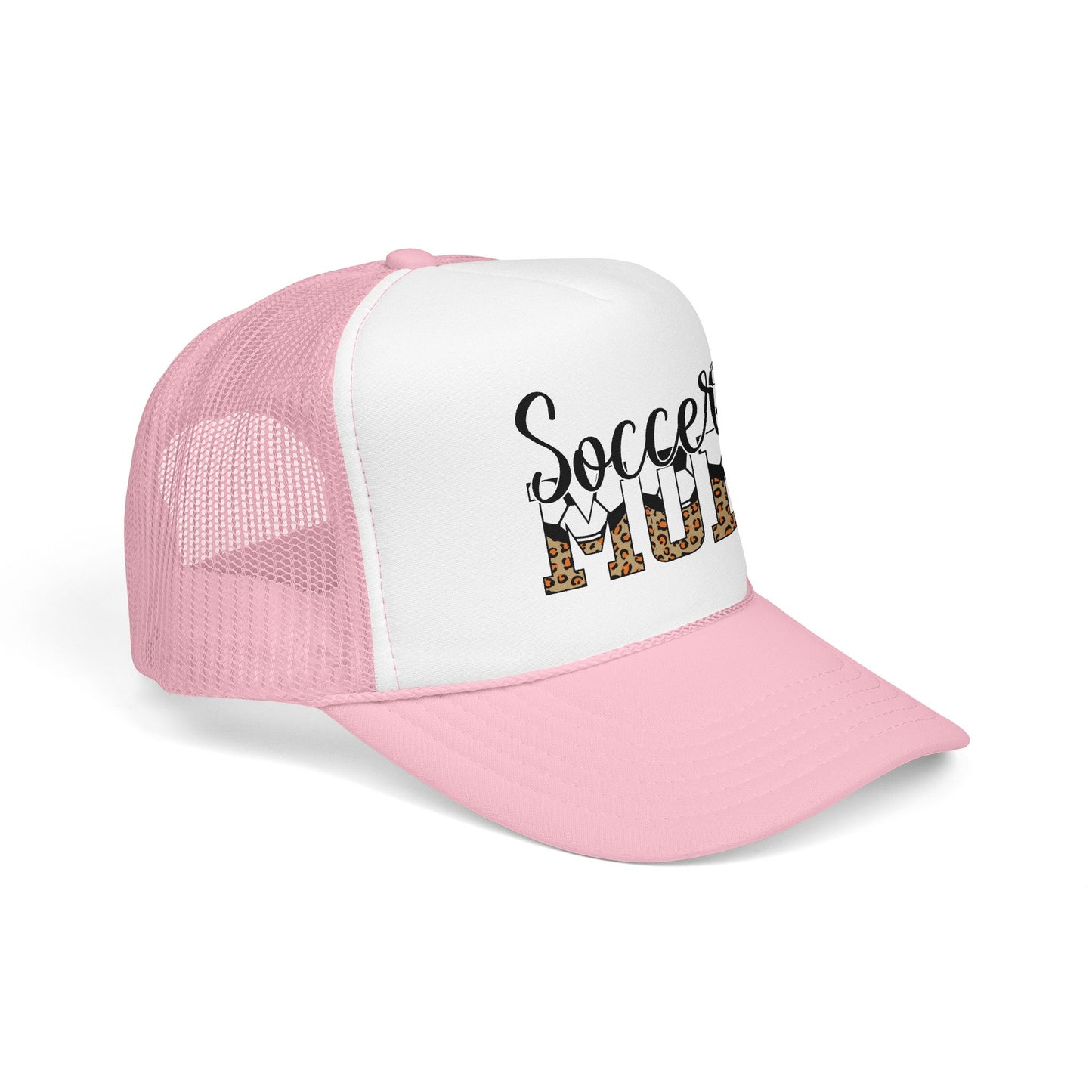 Soccer Mom Trucker Hat — Leopard Print Soccer Ball Foam Cap