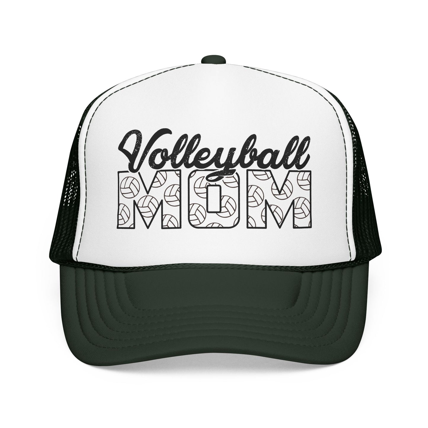 Volleyball Mom Trucker Hat – Foam Mesh Cap with Volleyball Pattern