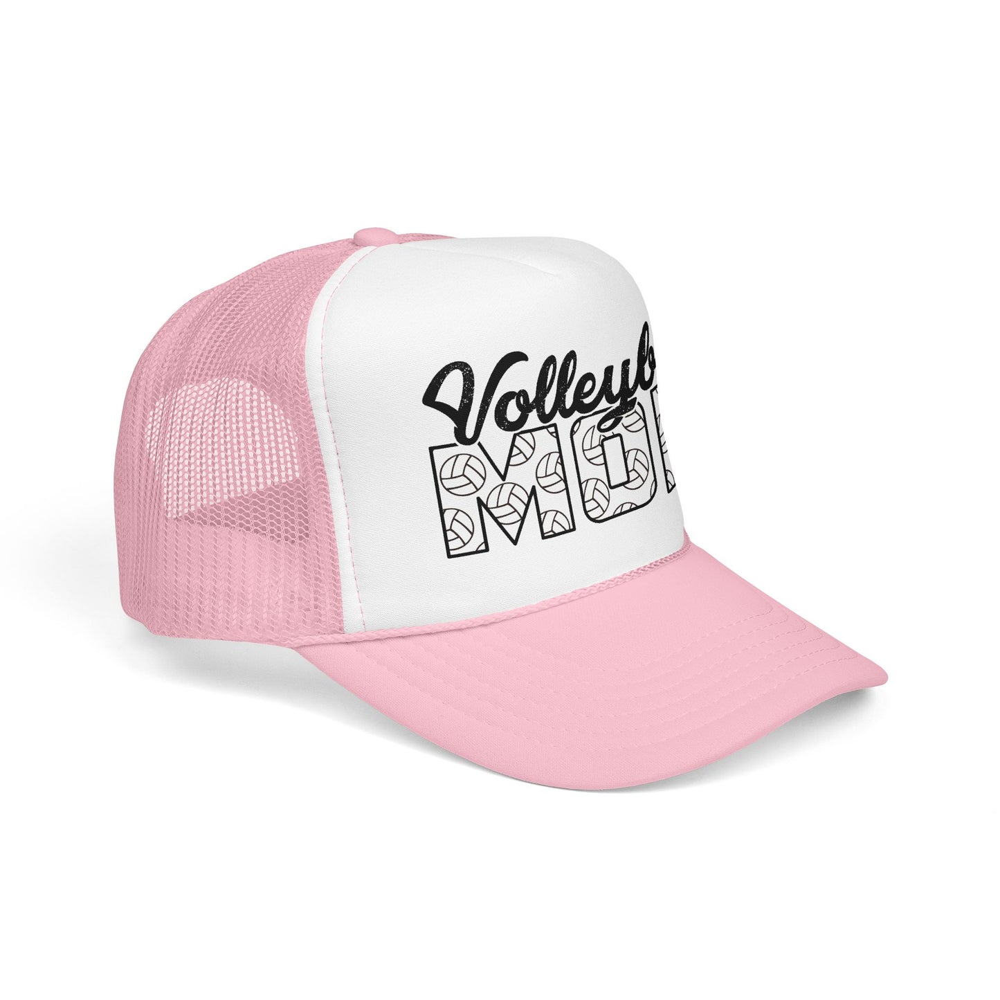 Volleyball Mom Trucker Hat – Foam Mesh Cap with Volleyball Pattern