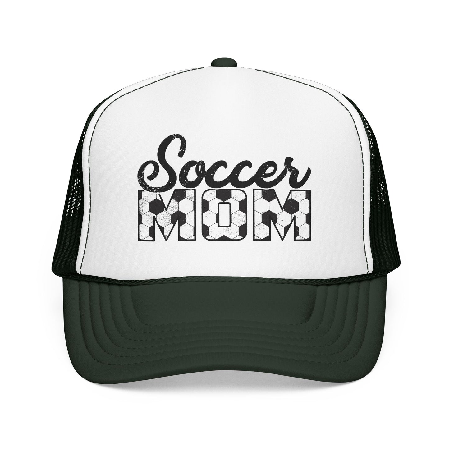 Soccer Mom Trucker Hat – Vintage Soccer Ball Lettering Foam Cap