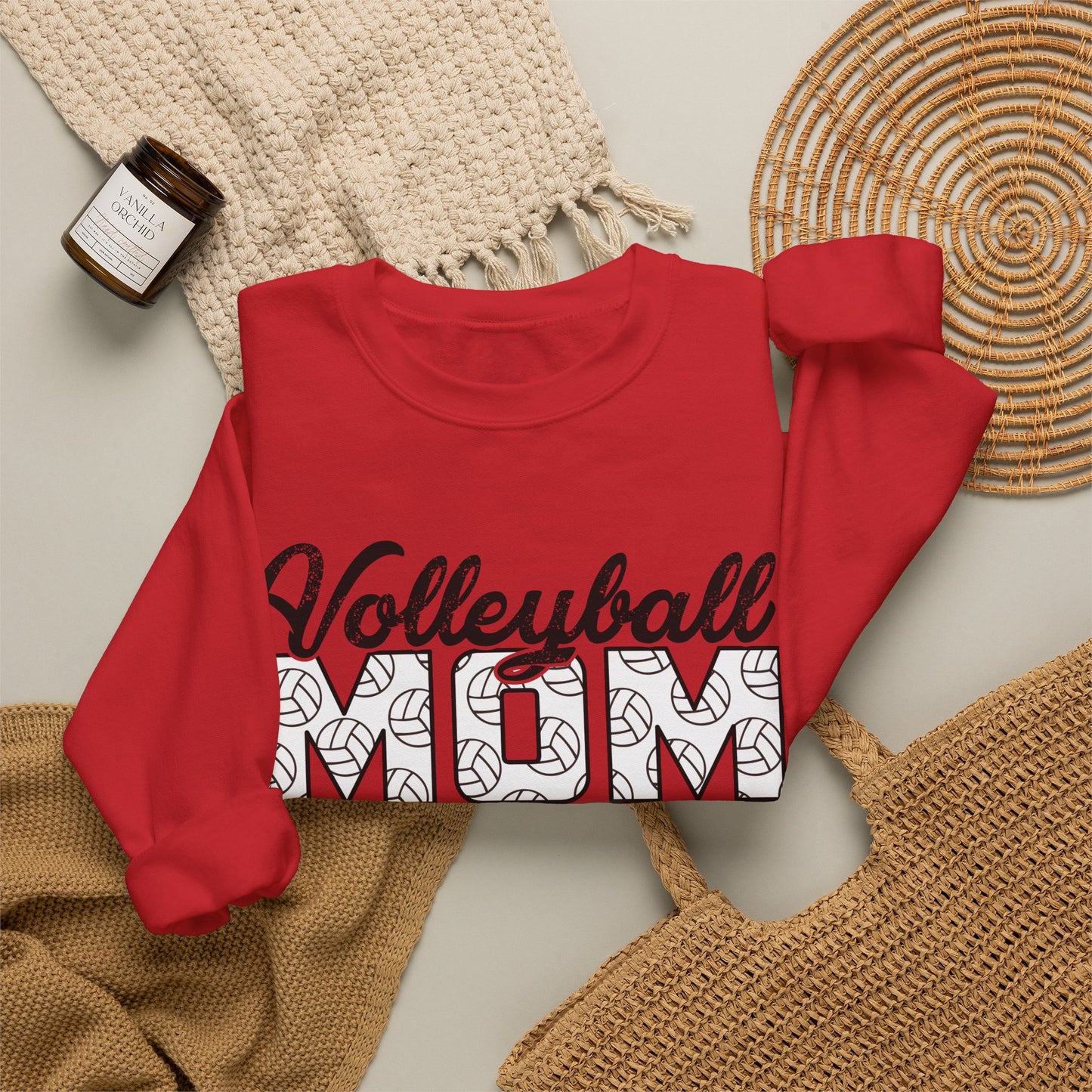 Volleyball Mom Crewneck Sweatshirt – Script & Pattern Sports Mom Pullover