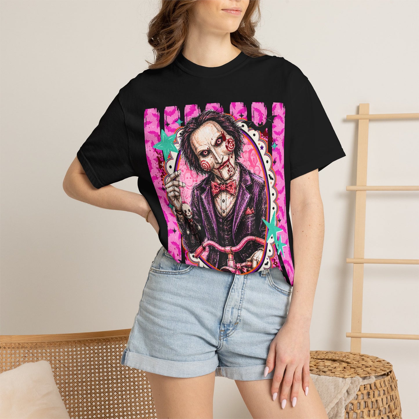 Horror Puppet Portrait T-Shirt — Creepy Ventriloquist Doll Art Tee