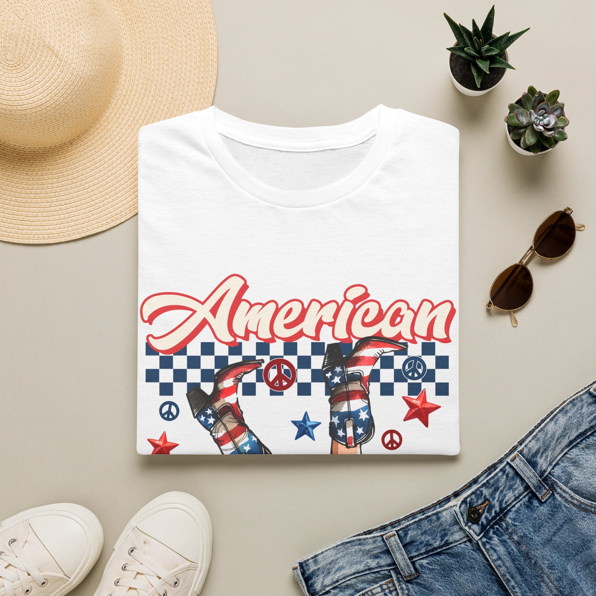 T-Shirt — "American Sweetheart" Patriotic Stars & Stripes Graphic