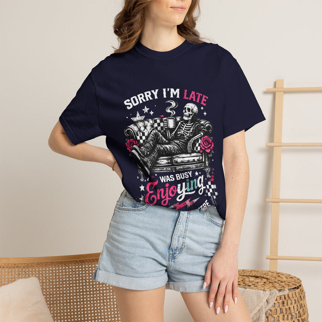 Skull & Roses 'Sorry I'm Late' T-Shirt