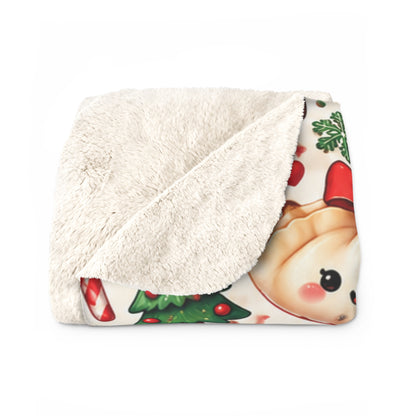 Cute Christmas Dumpling Sherpa Fleece Blanket — Holiday Dim Sum Pattern