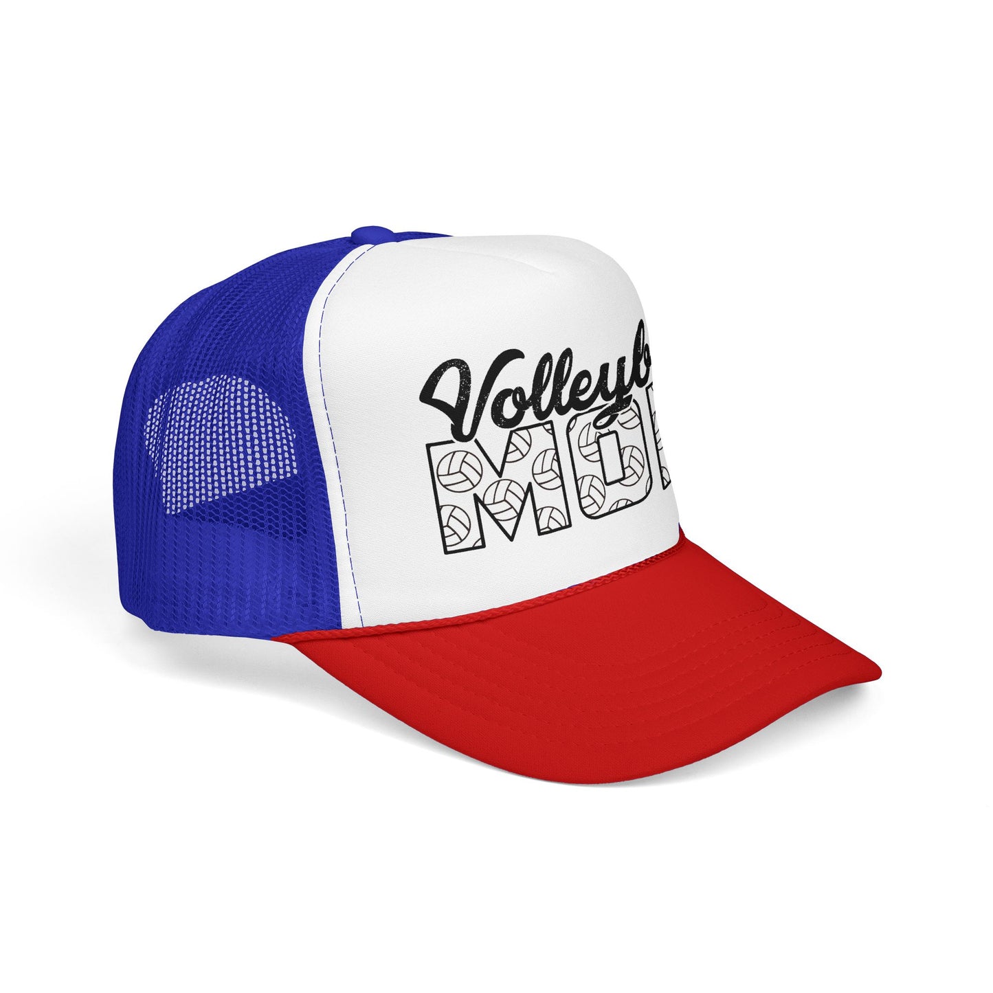 Volleyball Mom Trucker Hat – Foam Mesh Cap with Volleyball Pattern