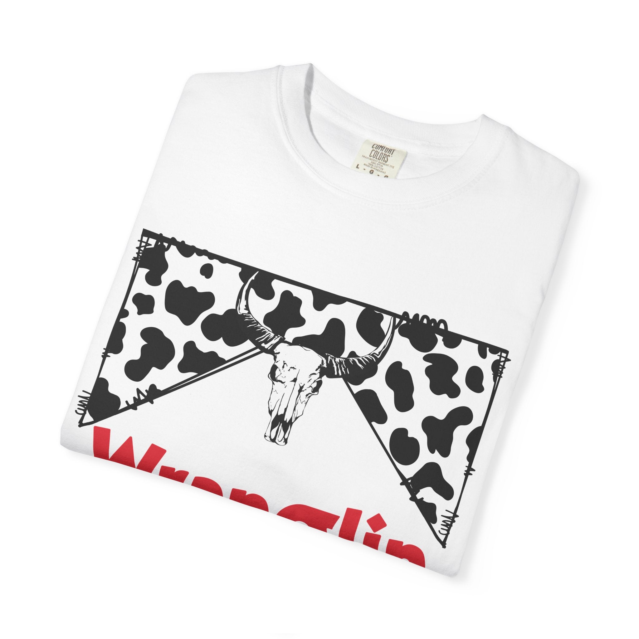 Wranglin Mama T‑Shirt — Cowprint Western Graphic Tee