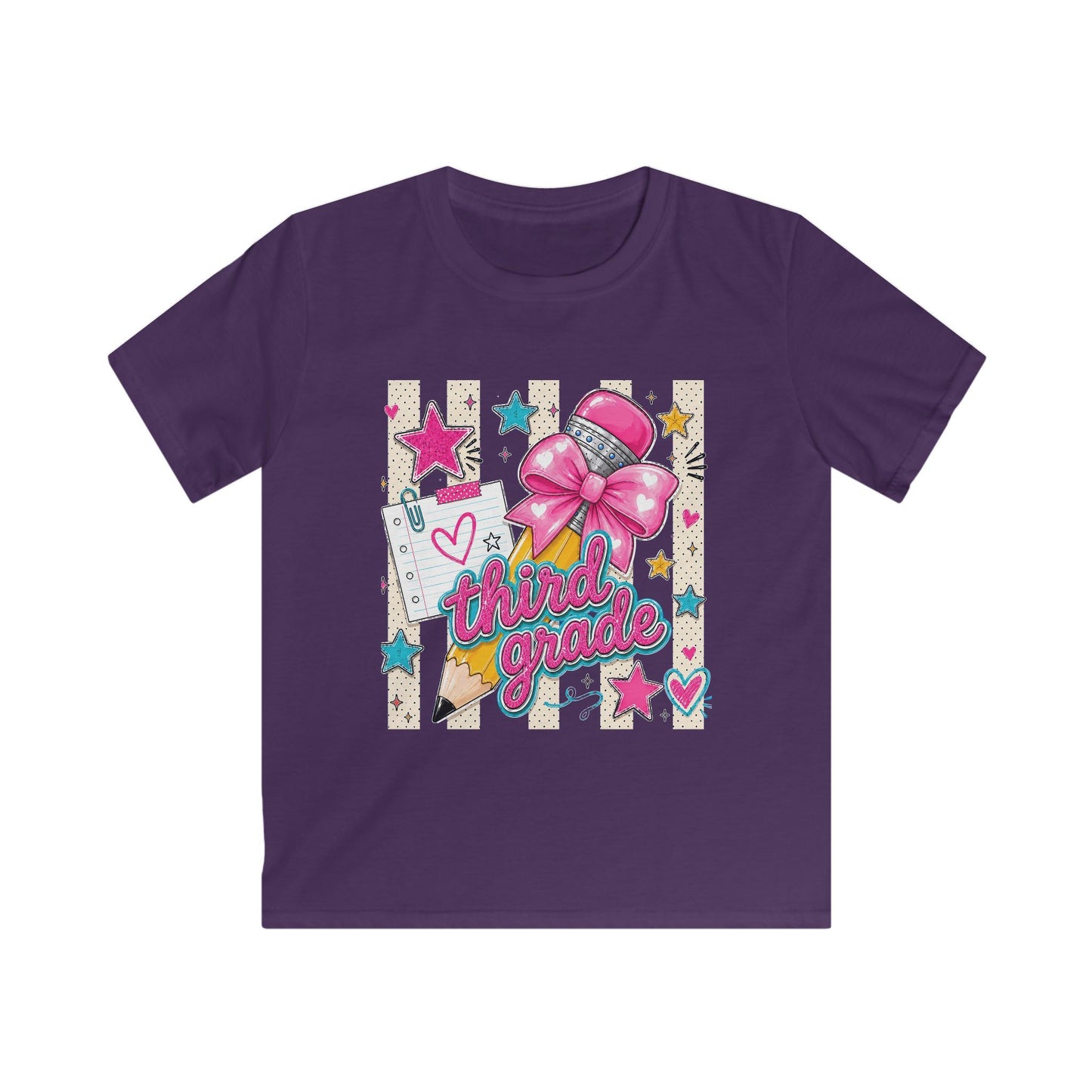 Third Grade Kids Tee — Cute Pink Bow Back-to-School Shirt