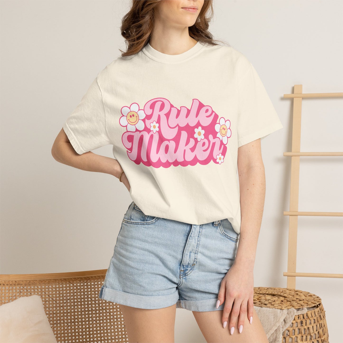 Rule Maker T-Shirt — Retro Floral Pink Graphic Tee