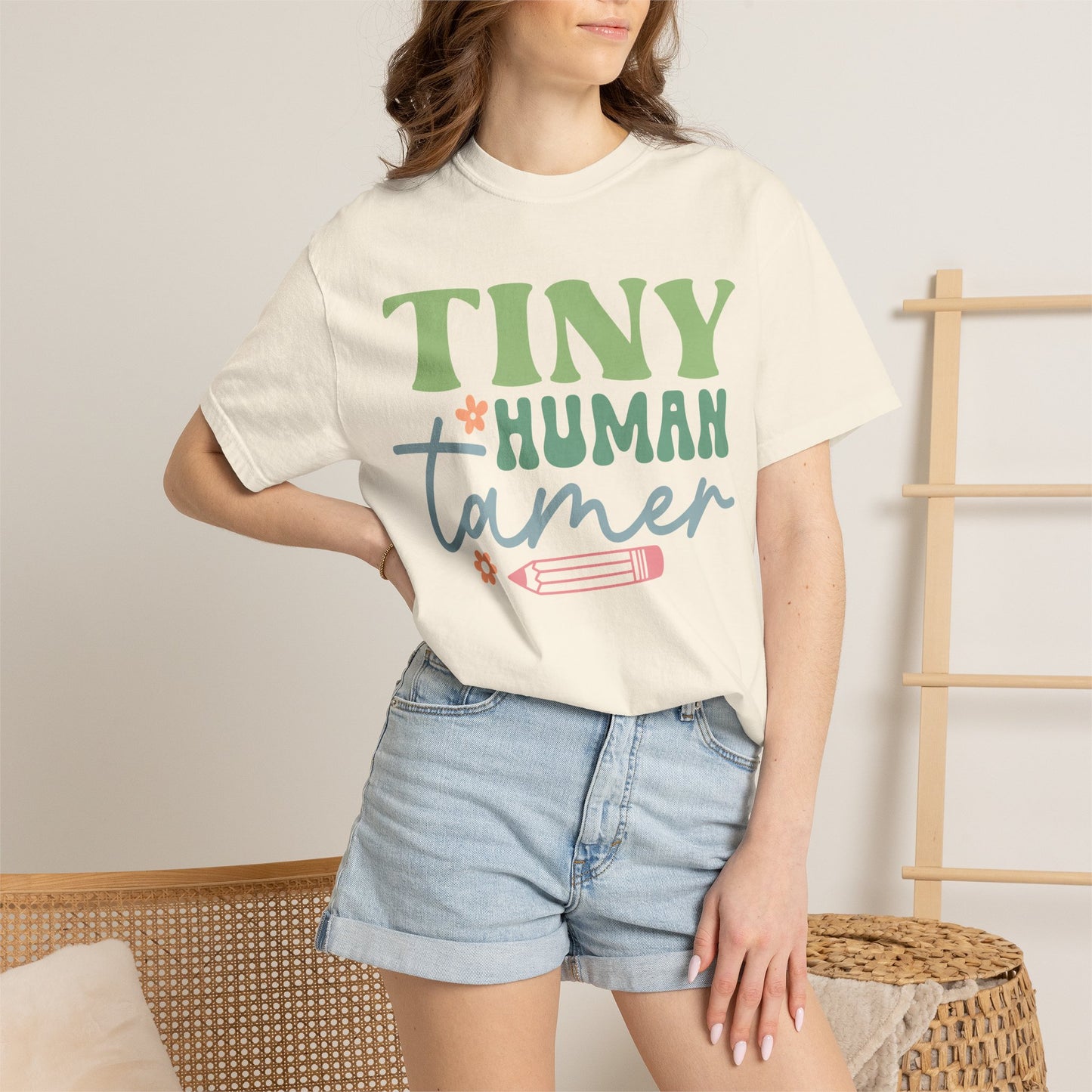 Tiny Human Tamer T-Shirt – Cute Parent/Teacher Graphic Tee