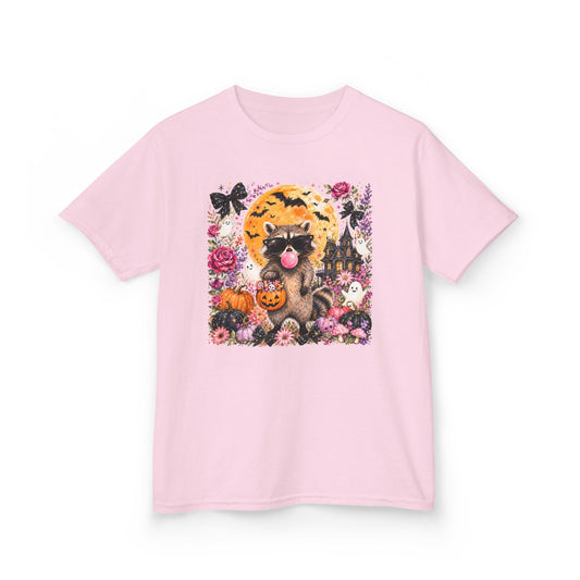 Kids Halloween Cat T-Shirt — Cute Black Cat with Pumpkin & Moon