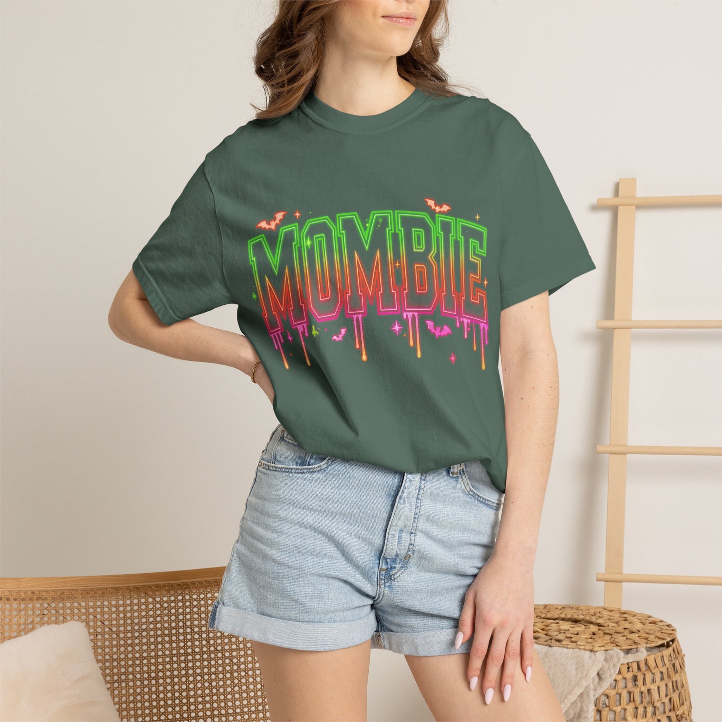 Mombie Halloween T-Shirt — Neon Drip Mom Zombie Graphic Tee