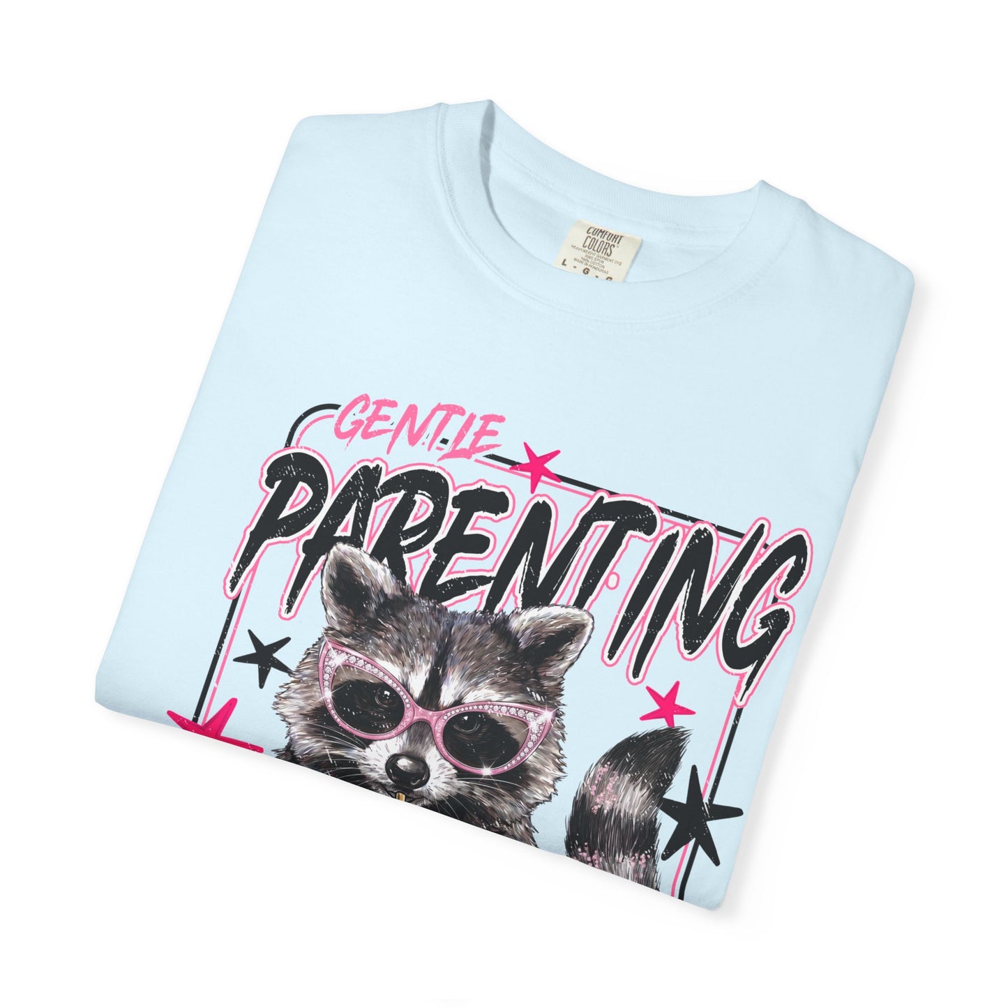 Parenting Dropout Cat T-Shirt — Funny Raccoon Graphic Tee with 'Gentle Parenting Dropout' Text