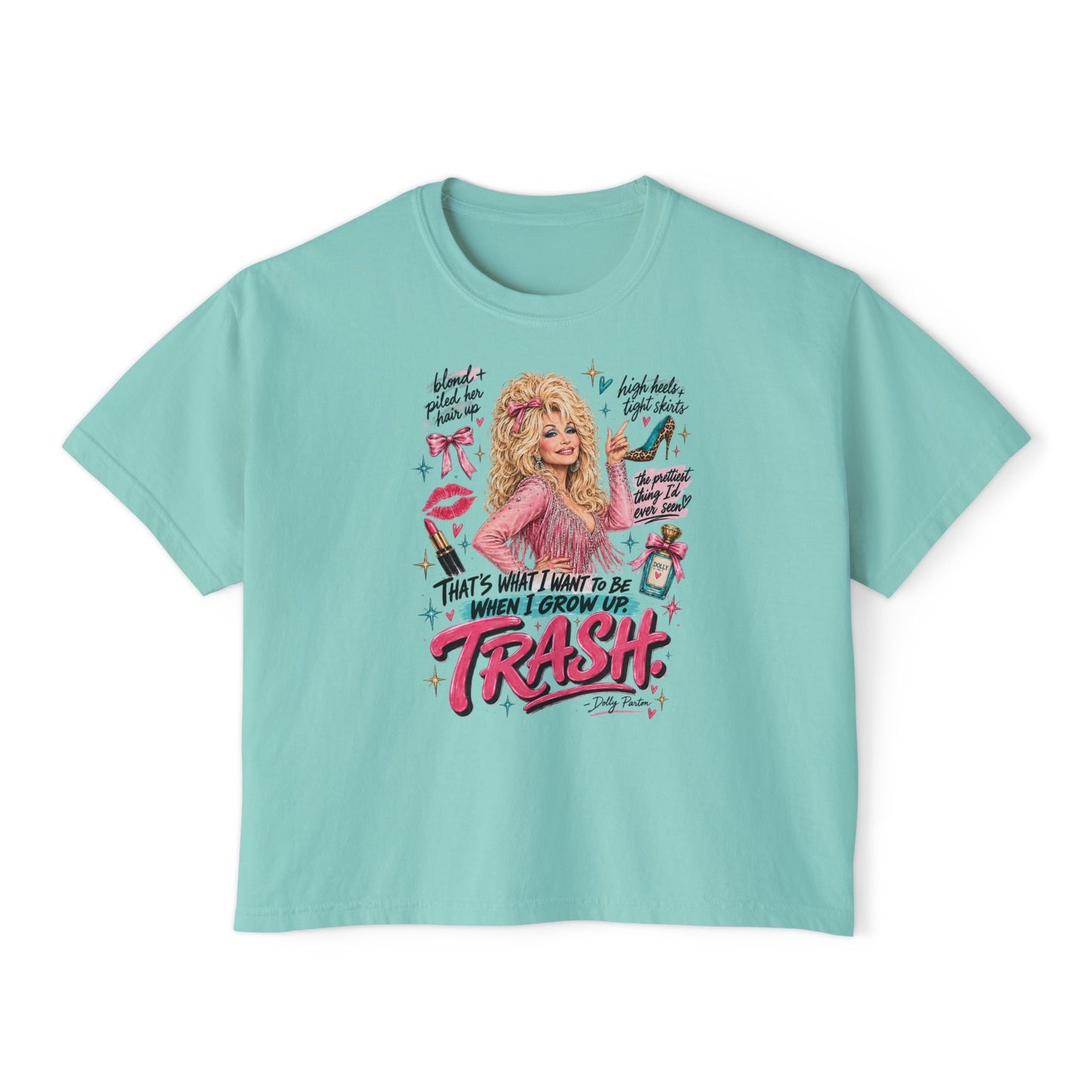 Women's Boxy Tee — Dolly-Inspired 'That's What I Want to Be When I Grow Up: Trash' Retro Graphic Tee