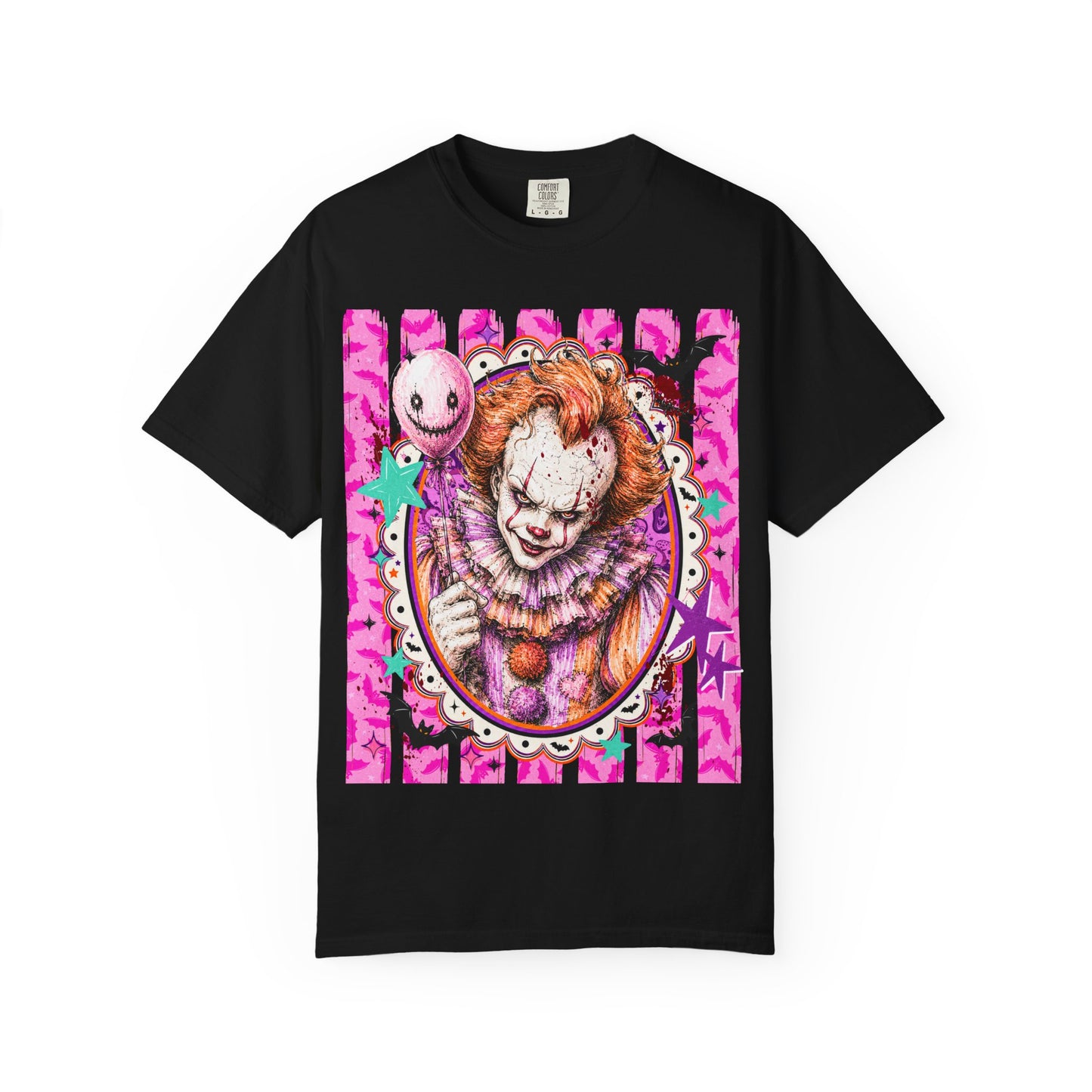 Creepy Clown Portrait T-Shirt — Pink Horror Graphic Tee
