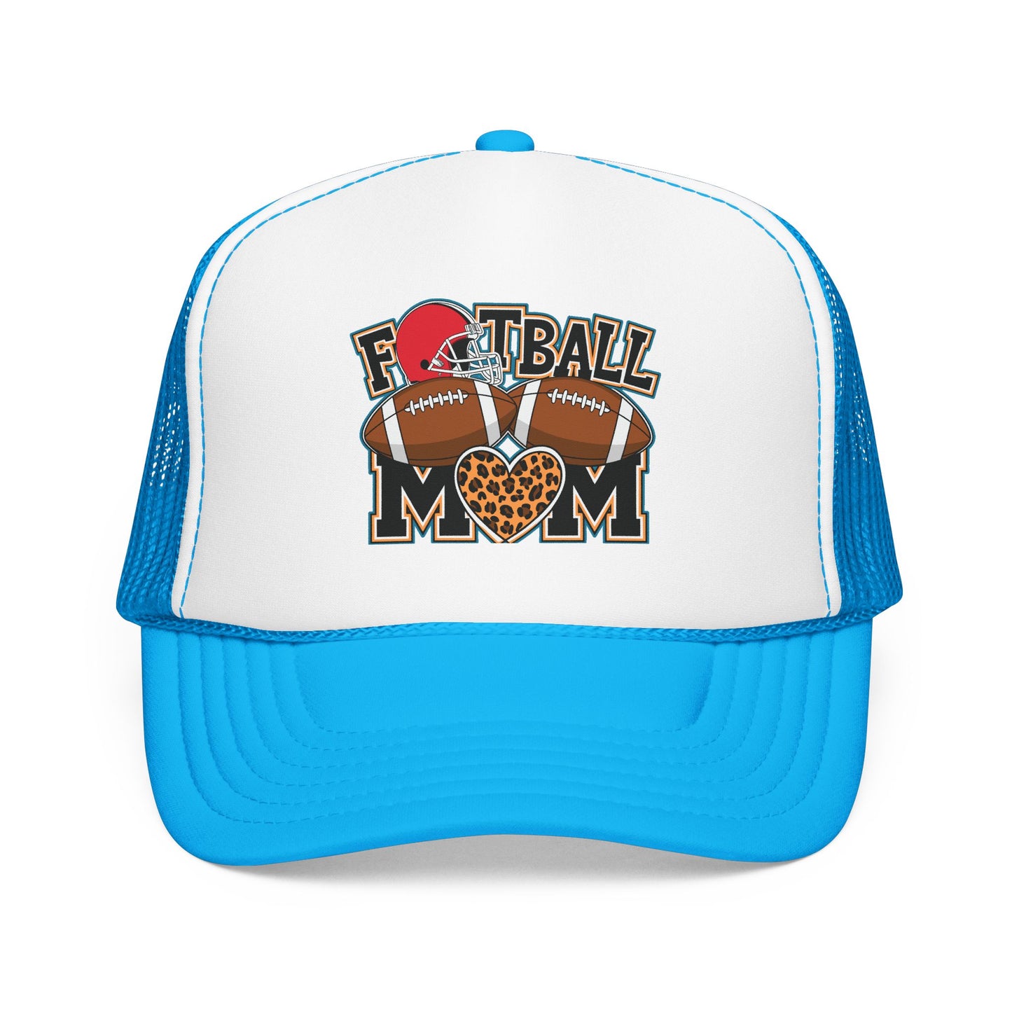 Football Mom Trucker Hat – Leopard Heart Game Day Foam Cap