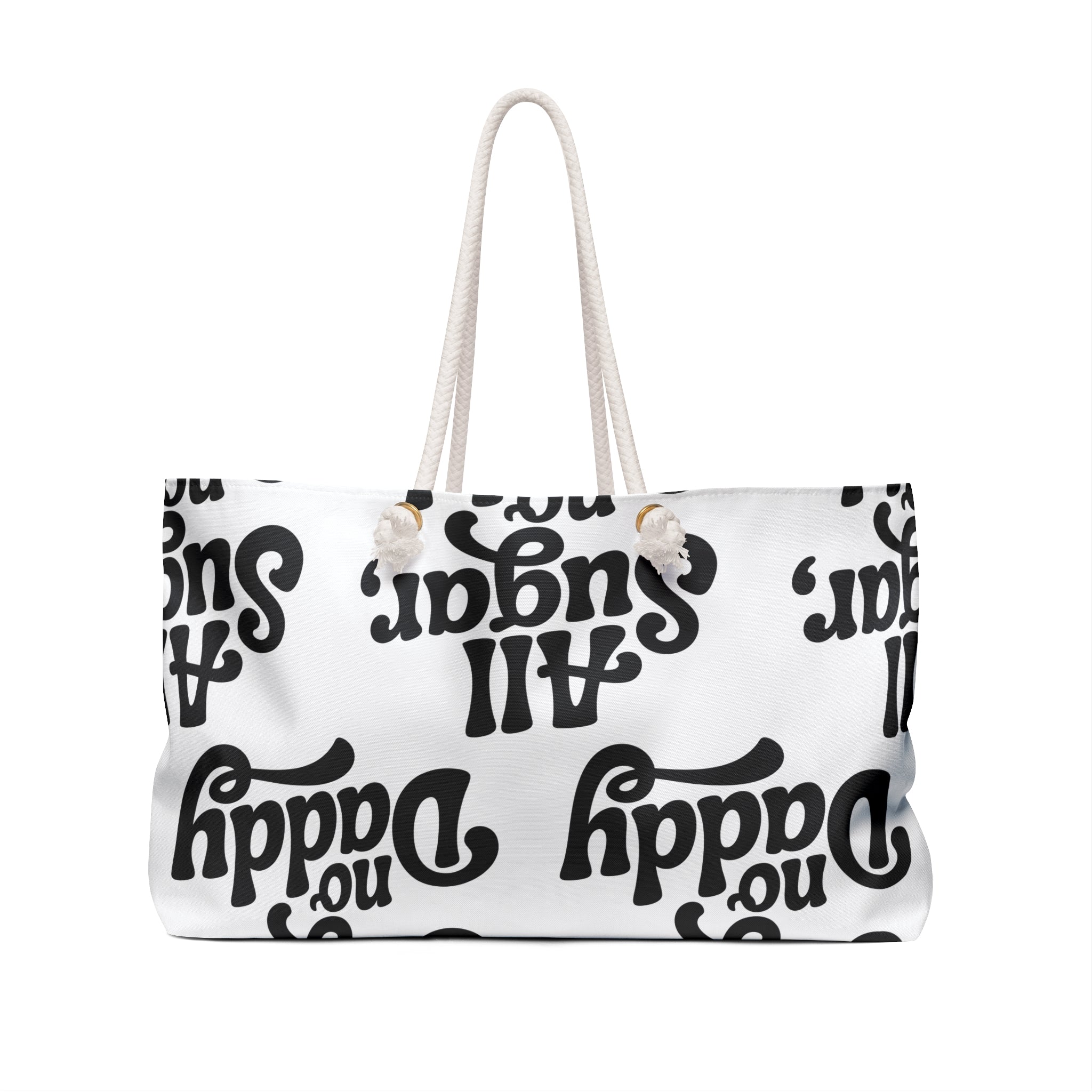 Weekender Bag — "All Sugar, No Daddy" Retro Script Travel Tote