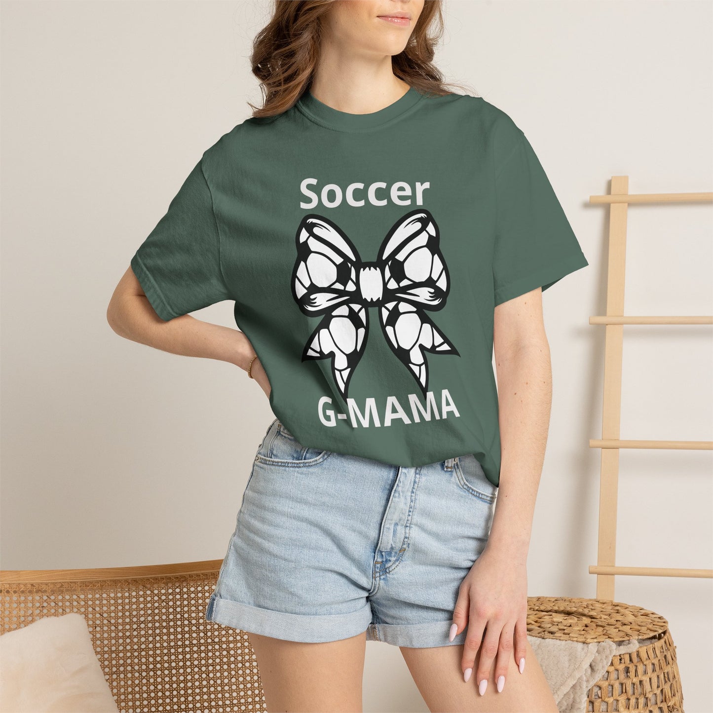 Butterfly Bow Graphic T-Shirt — 'Soccer Mama' Subtle Text