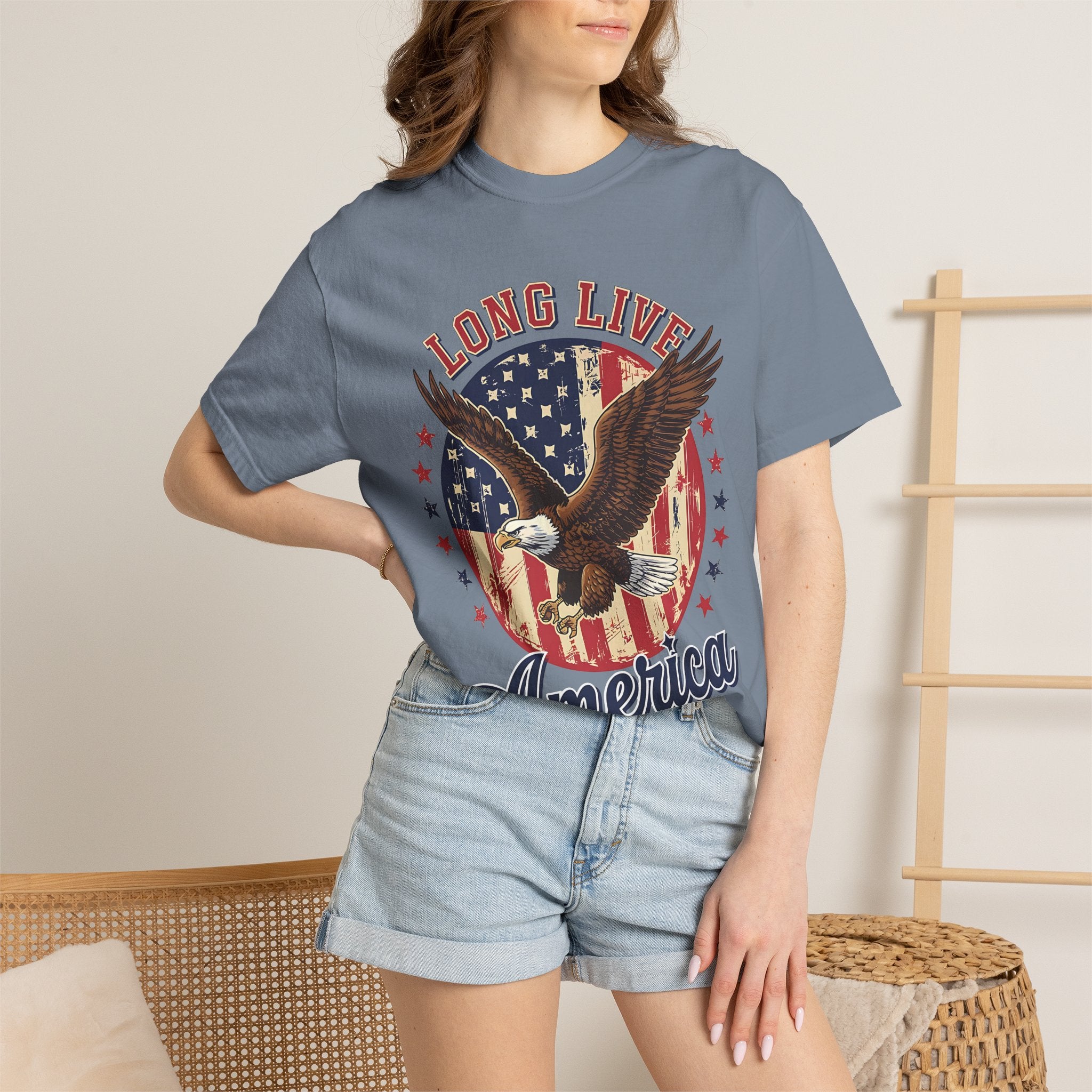 Long Live America T-Shirt — Vintage Bald Eagle Flag Graphic