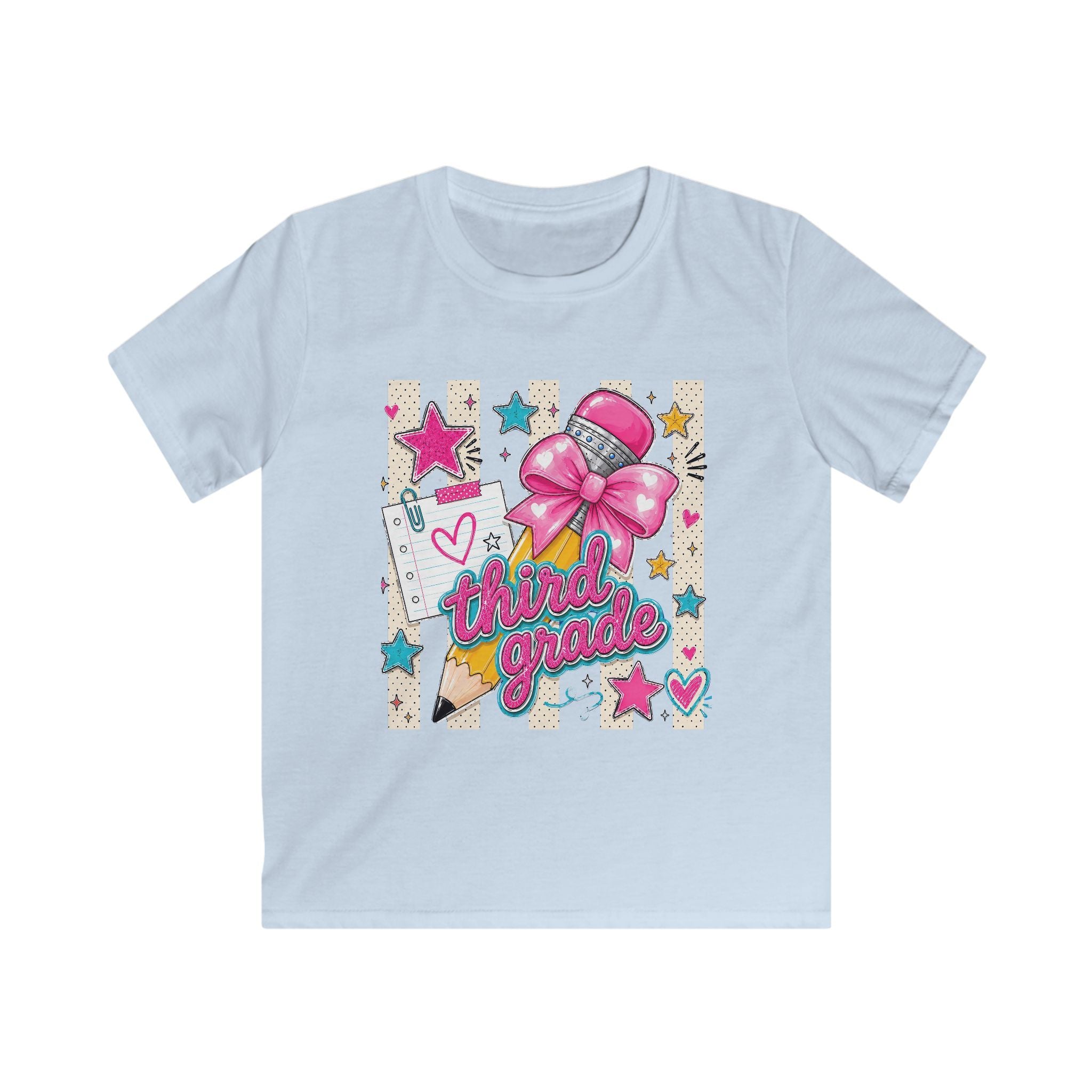 Third Grade Kids Tee — Cute Pink Bow Back-to-School Shirt