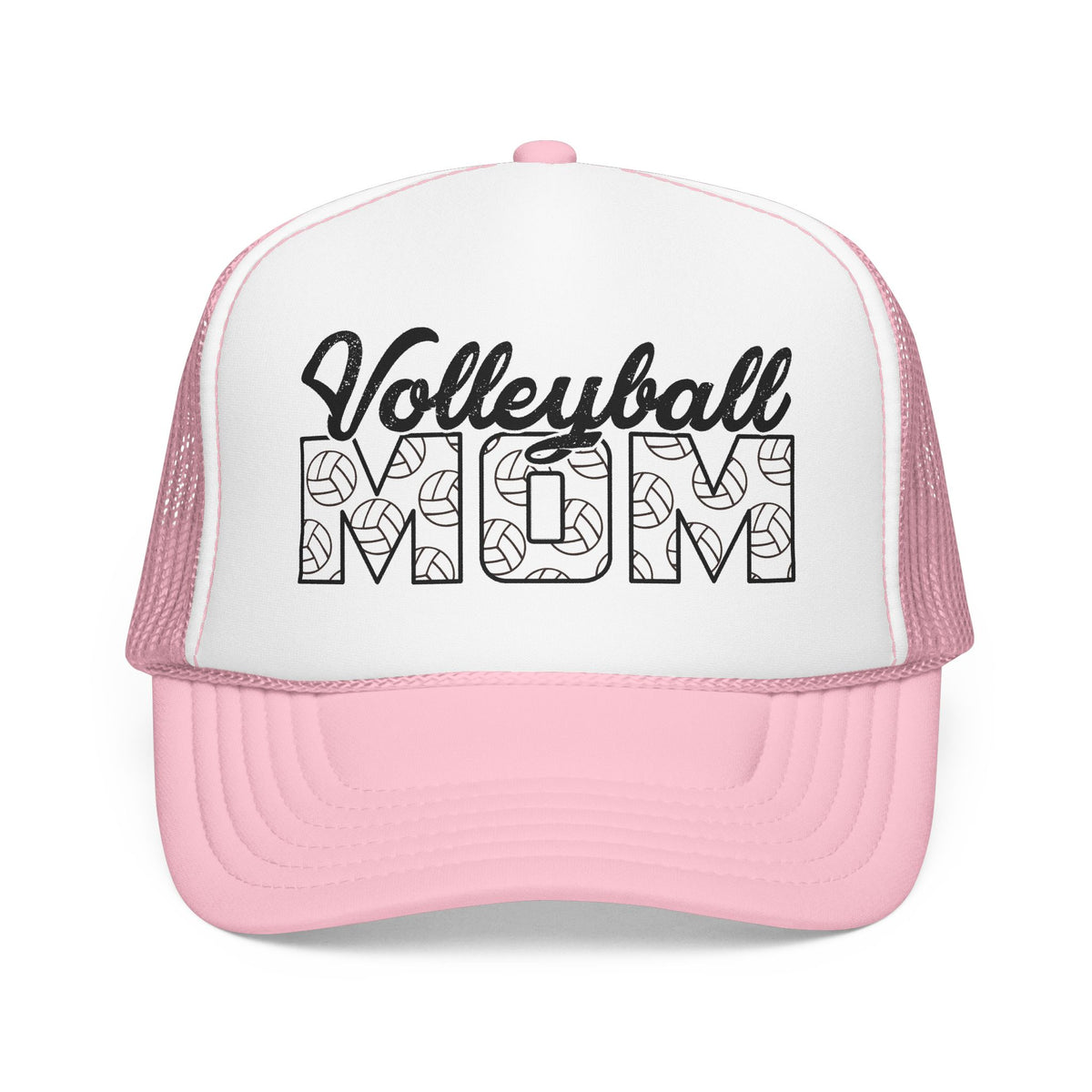 Volleyball Mom Trucker Hat – Foam Mesh Cap with Volleyball Pattern