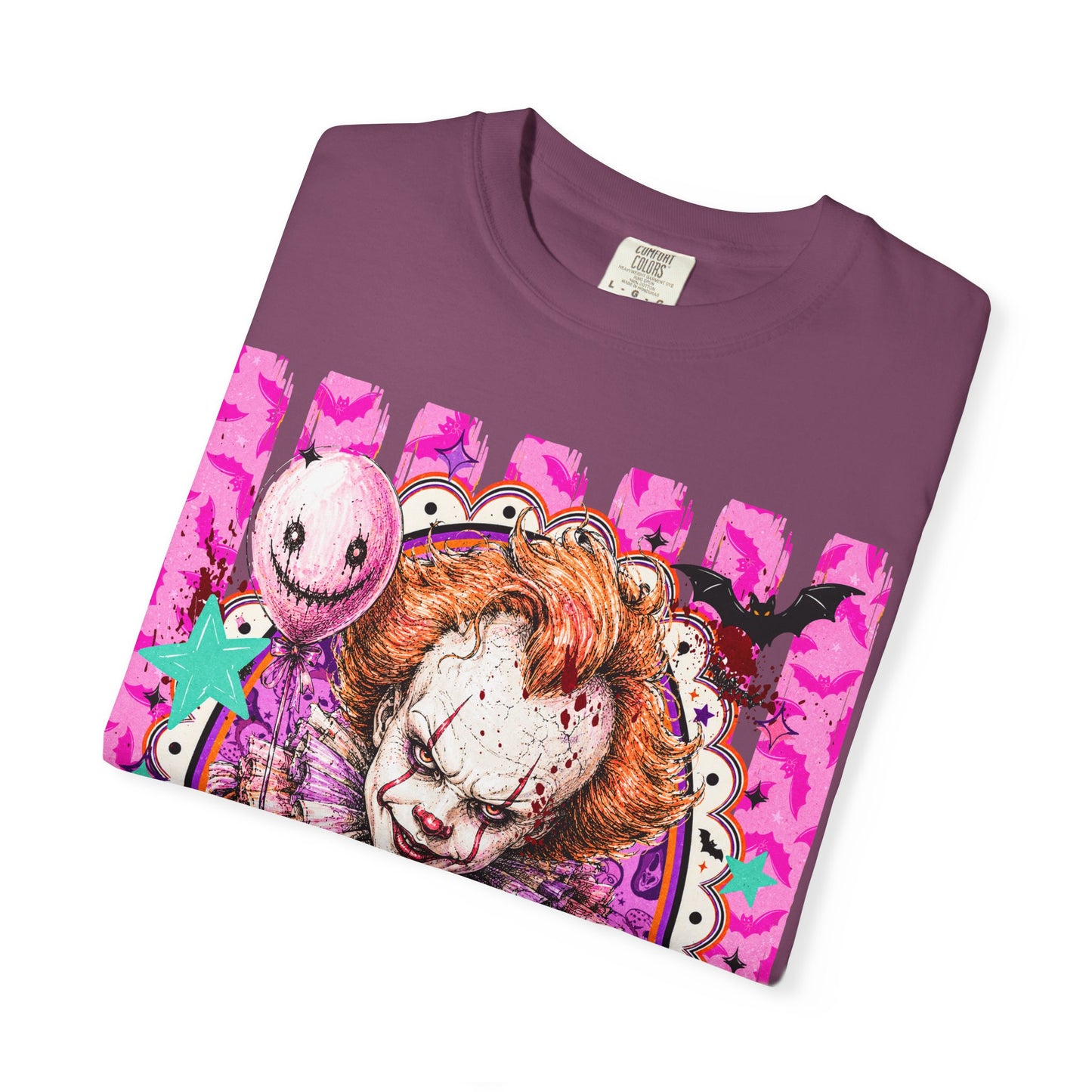 Creepy Clown Portrait T-Shirt — Pink Horror Graphic Tee