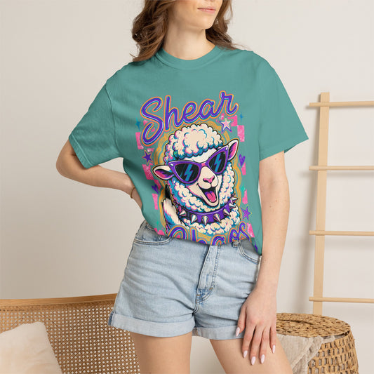 Shear Chaos Sheep Graphic T-Shirt — Cute Sunglasses Lamb Tee