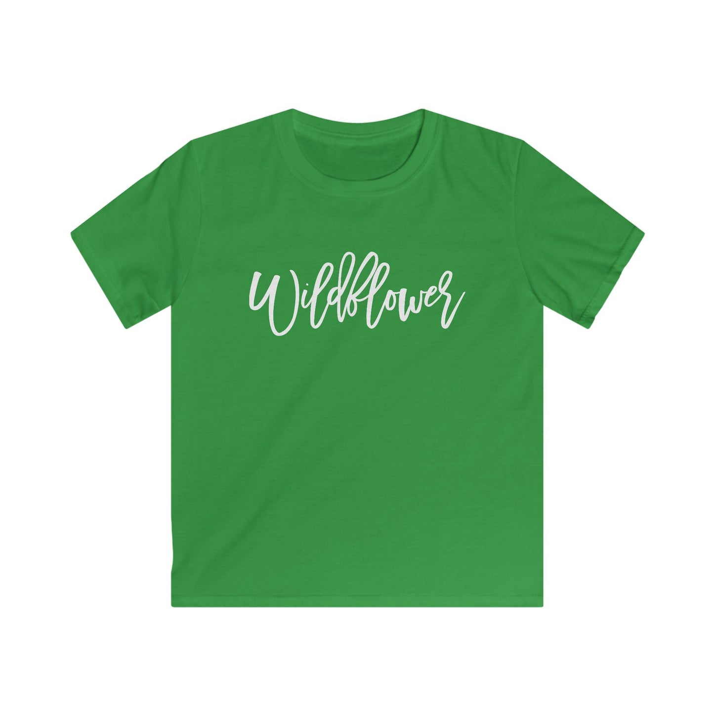 Kids Tee — "Wildflower" Script Graphic, Cute Floral Vibe for Young Girls