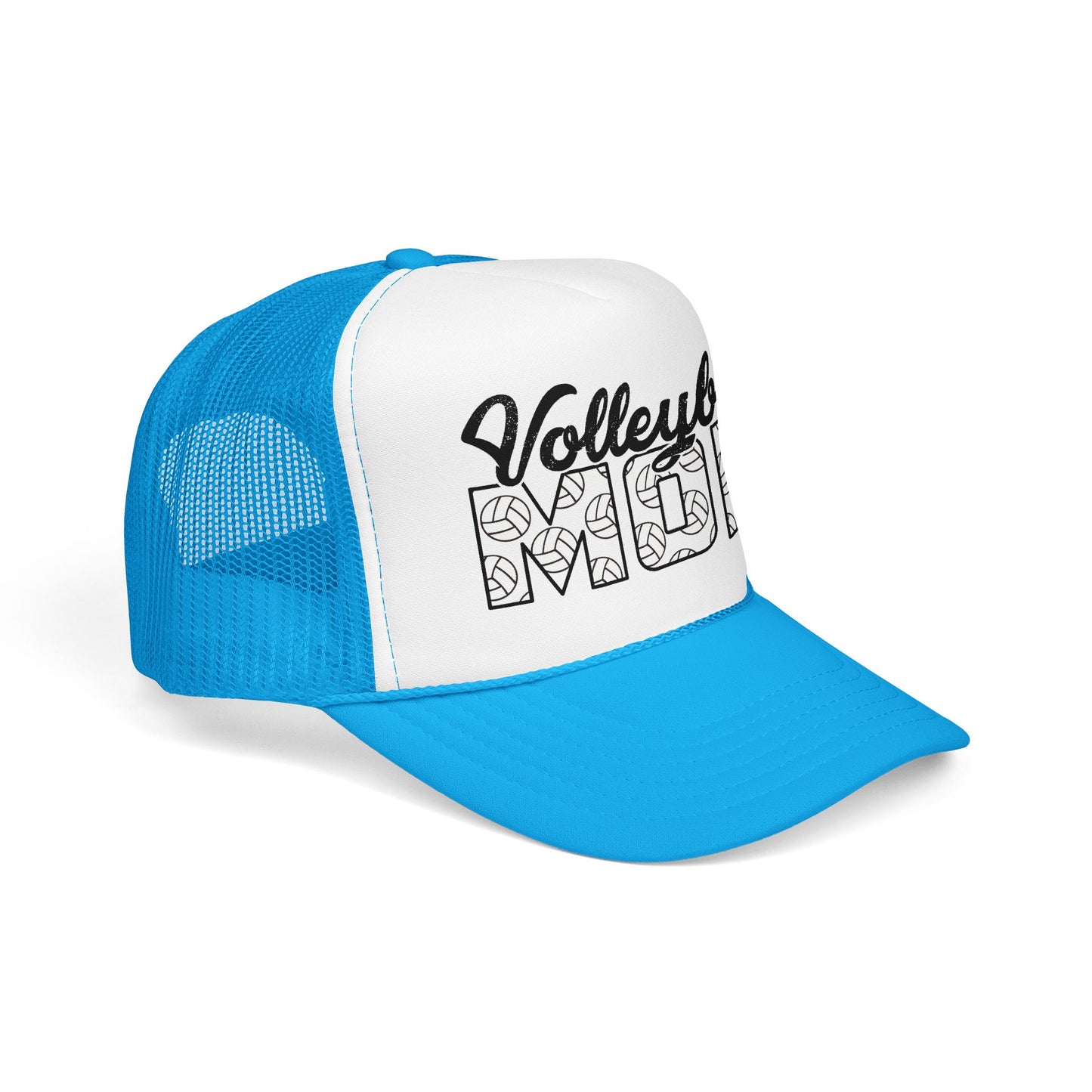 Volleyball Mom Trucker Hat – Foam Mesh Cap with Volleyball Pattern