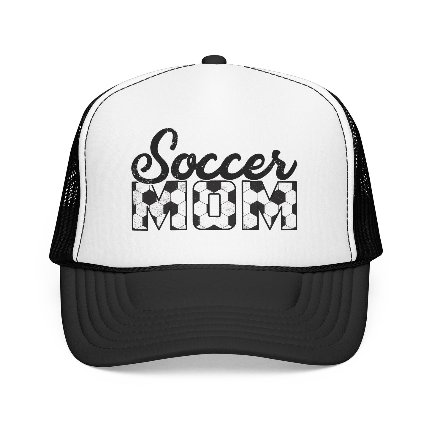 Soccer Mom Trucker Hat – Vintage Soccer Ball Lettering Foam Cap
