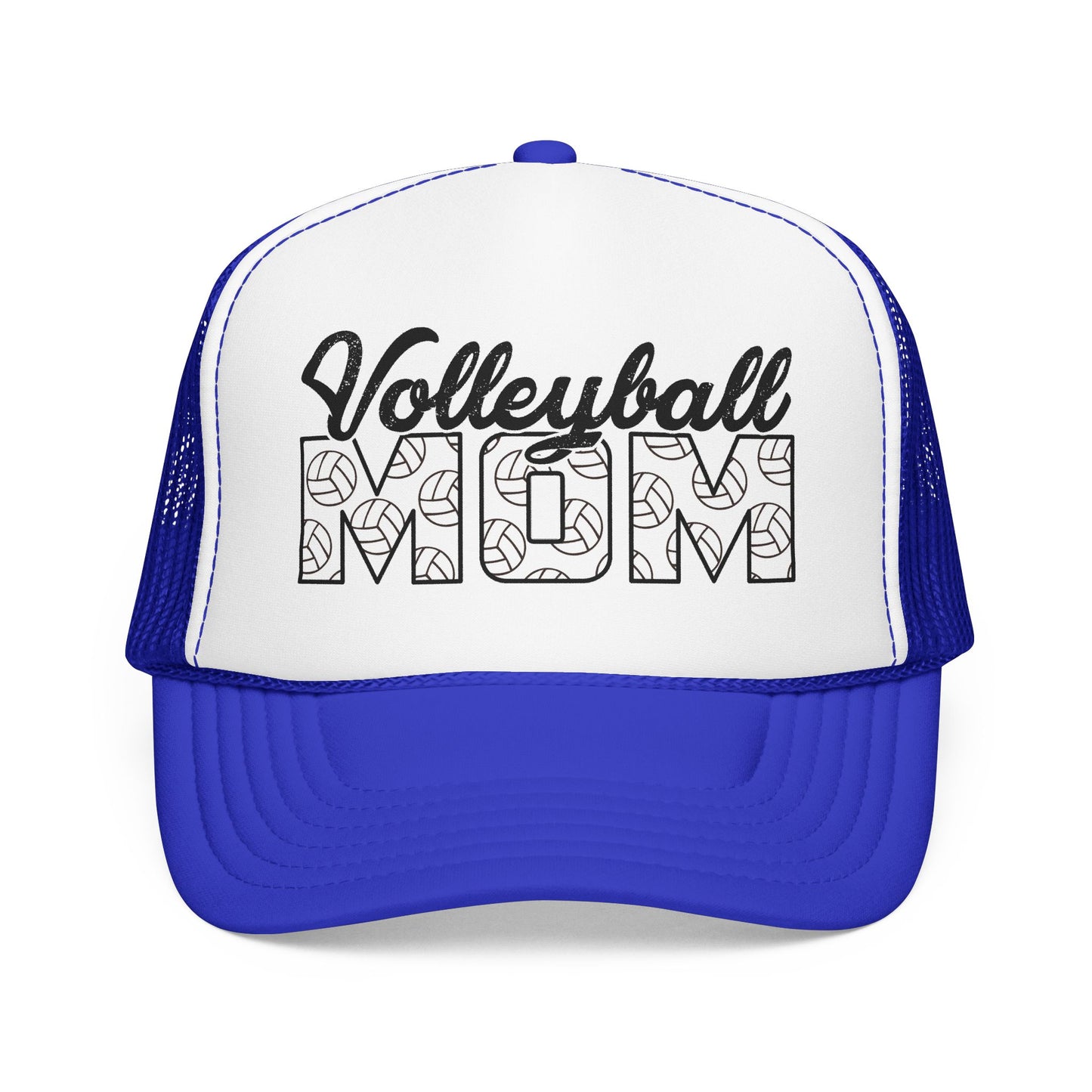 Volleyball Mom Trucker Hat – Foam Mesh Cap with Volleyball Pattern