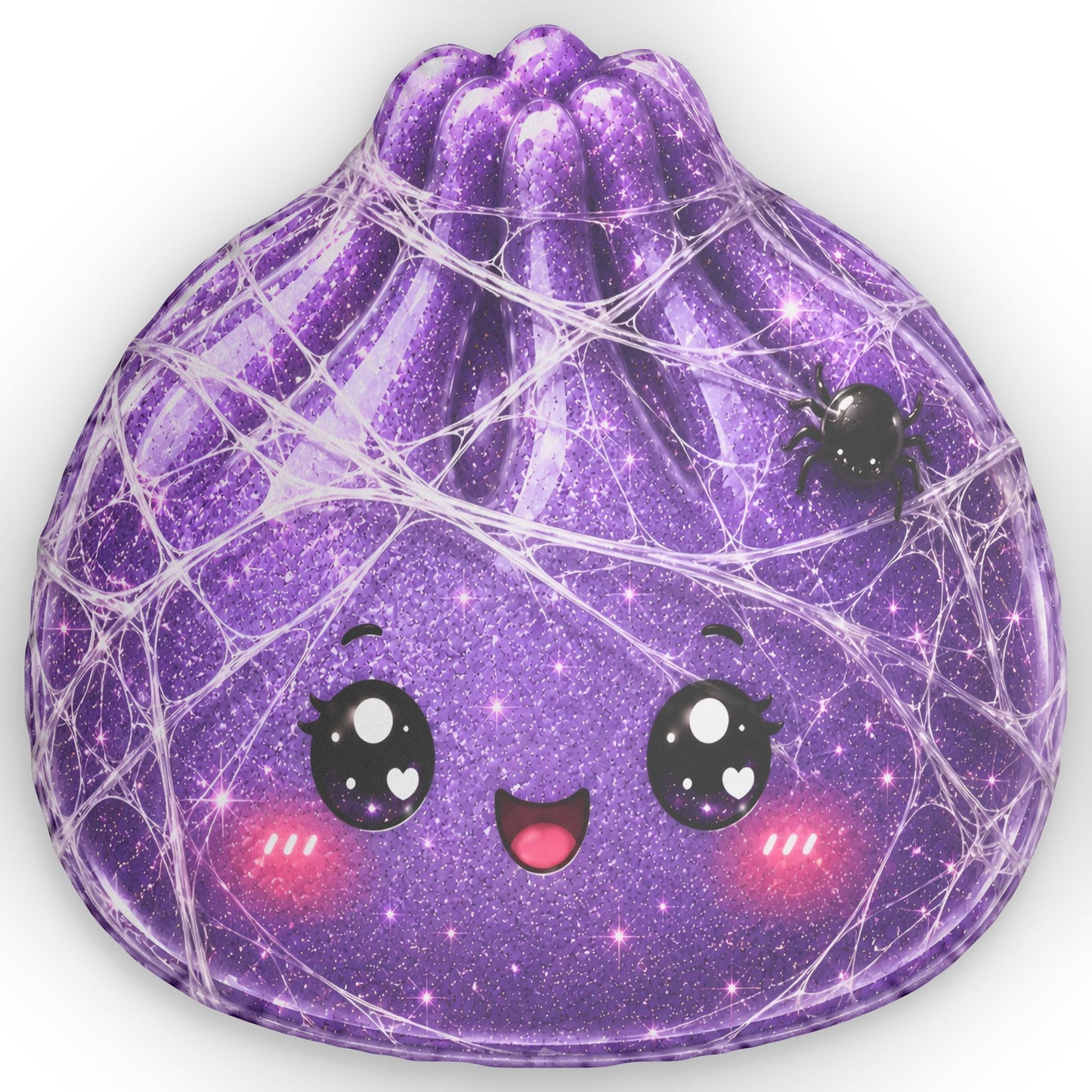 Kawaii Purple Spiderweb Plush Pillow — Cute Halloween Decorative Cushion
