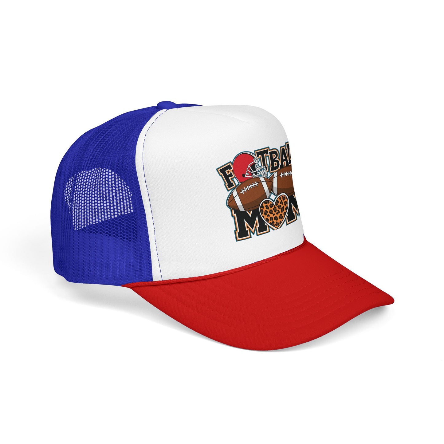 Football Mom Trucker Hat – Leopard Heart Game Day Foam Cap