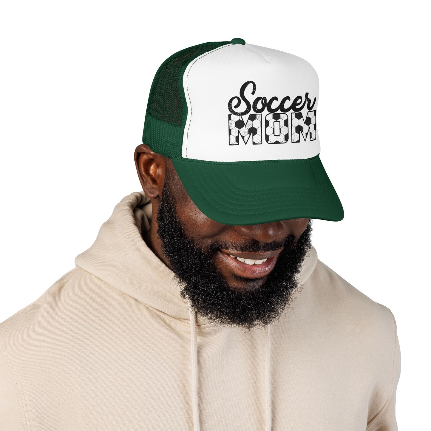 Soccer Mom Trucker Hat – Vintage Soccer Ball Lettering Foam Cap