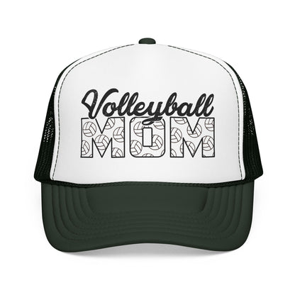Volleyball Mom Trucker Hat – Foam Mesh Cap with Volleyball Pattern