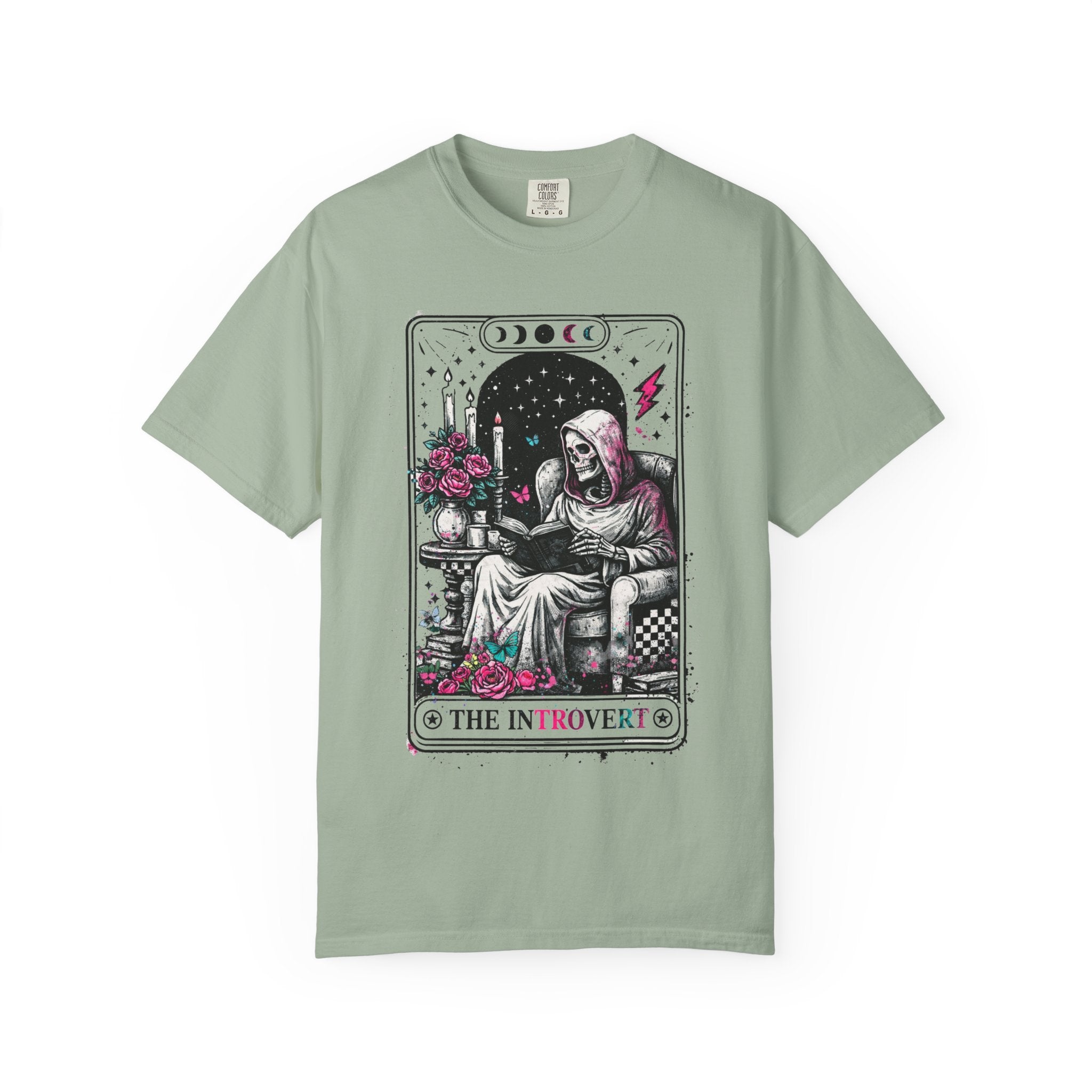 Introvert Tarot T-Shirt — Gothic Skeleton Card Graphic Tee