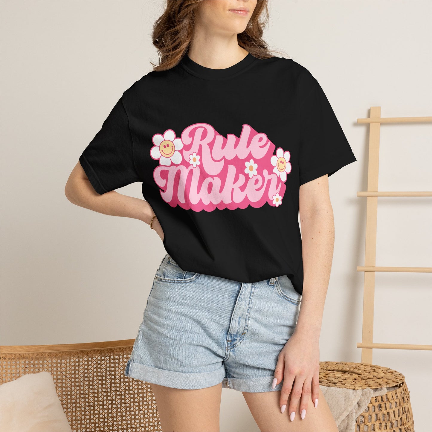 Rule Maker T-Shirt — Retro Floral Pink Graphic Tee