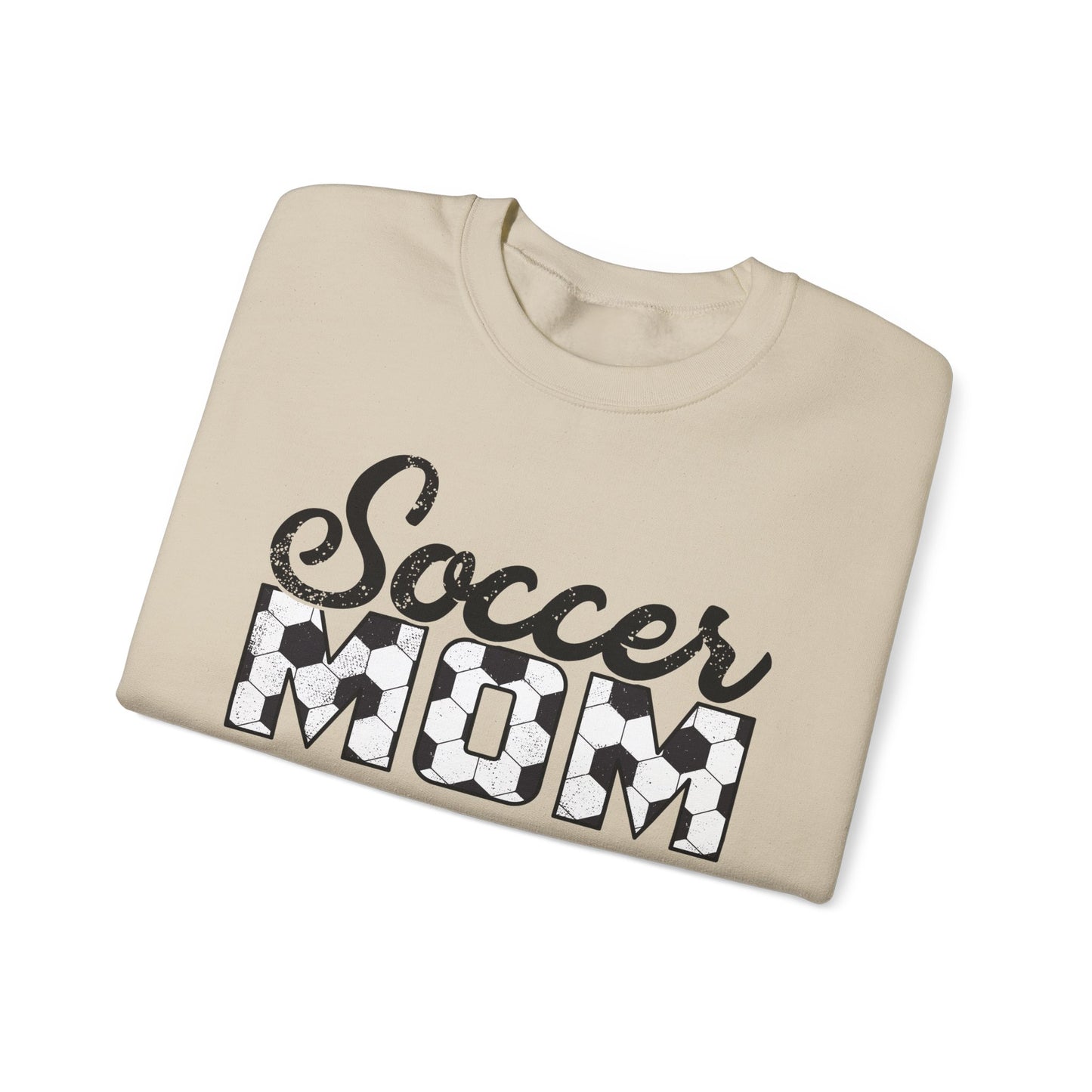 Soccer Mom Crewneck Sweatshirt — Ladies Soccer Mom Pullover with Soccer Ball Text
