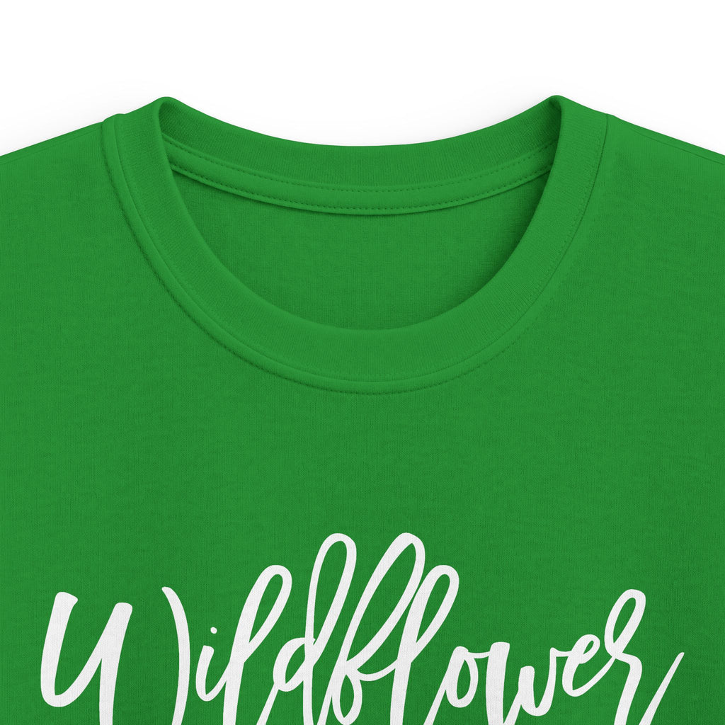 Kids Tee — "Wildflower" Script Graphic, Cute Floral Vibe for Young Girls