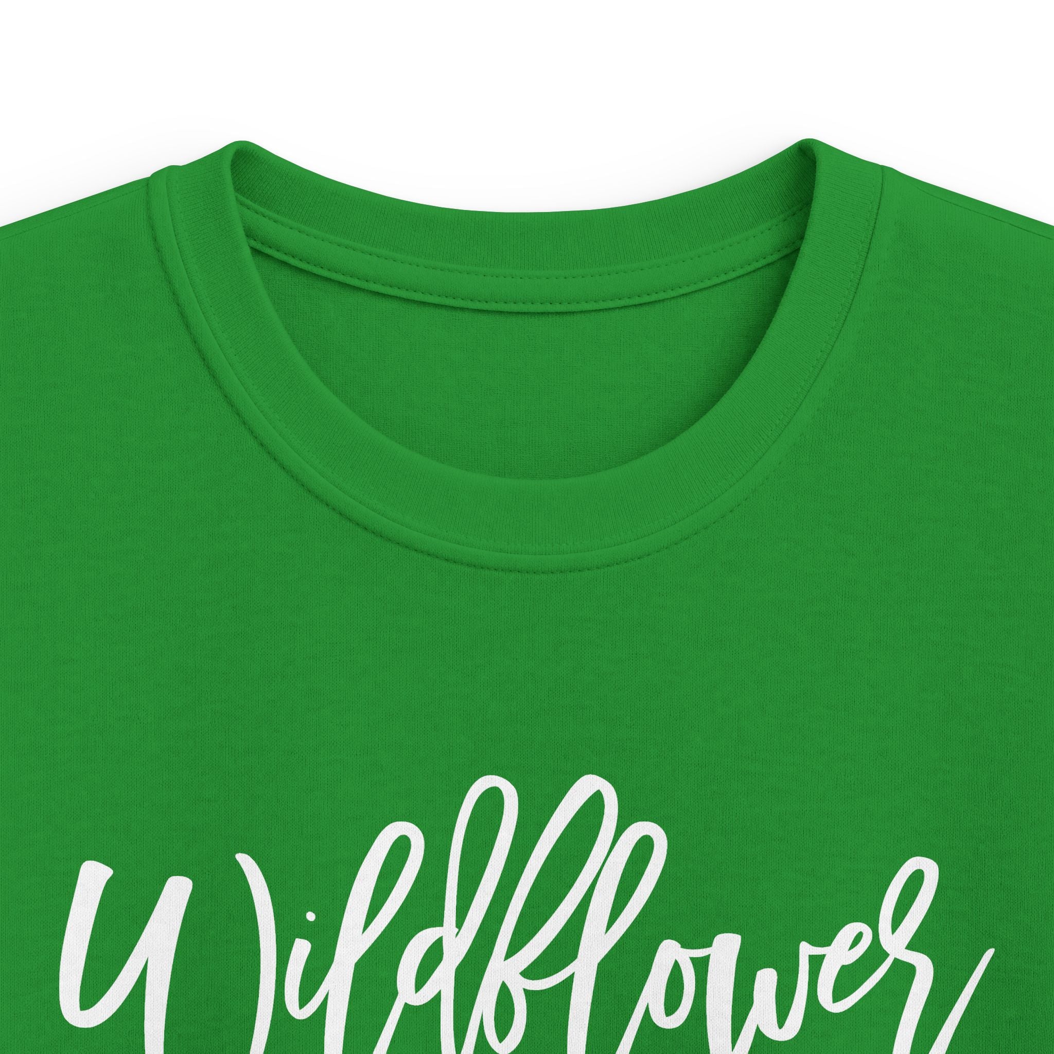 Kids Tee — "Wildflower" Script Graphic, Cute Floral Vibe for Young Girls