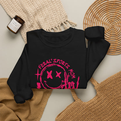 Feral Sports Mom Pink Font Crewneck Sweatshirt