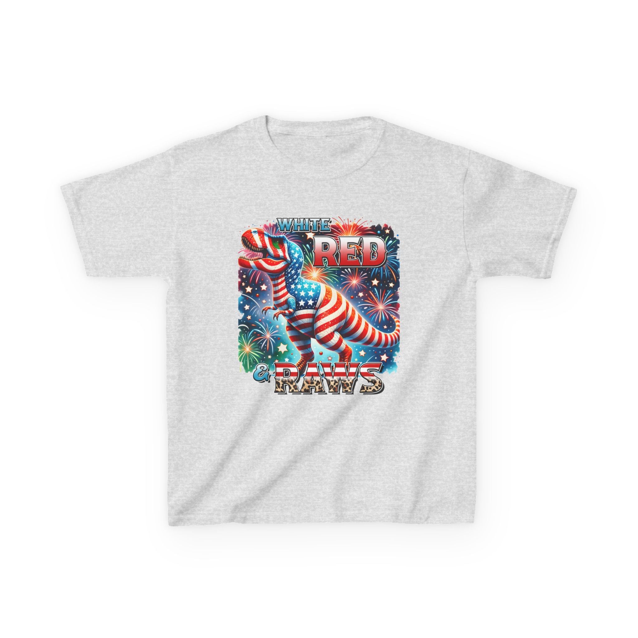 Kids T-Shirt — 'Where Red Paws' Patriotic Dinosaur Tee (4th of July)